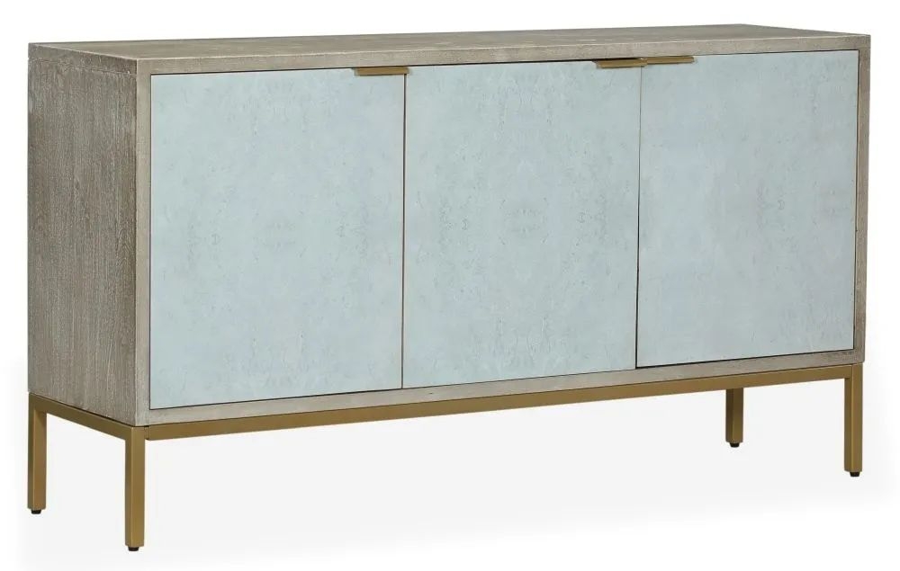 Product photograph of Temis Faux Marble Finish Grey Washed 3 Door Sideboard from Choice Furniture Superstore.
